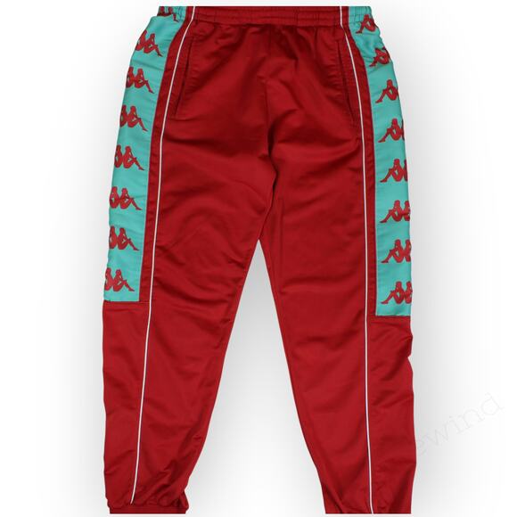 Large Kappa TrackPant 222 Banda 10 Alen Red Turquoise White Jogger - Picture 9 of 11